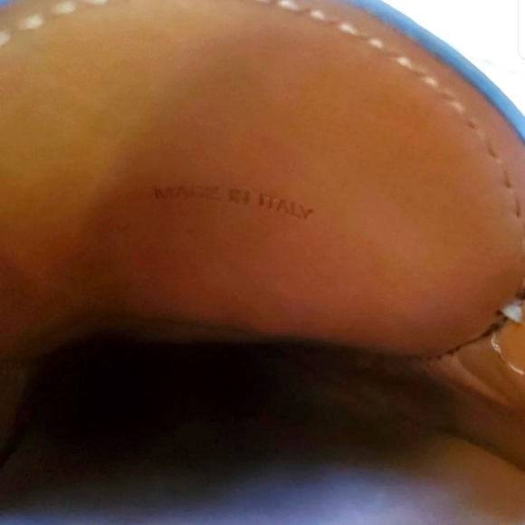 PRADA MENS BLUE LEATHER LOAFERS Saffiano SHOE SIZE 7.5 Prada Logo - Picture 6 of 8